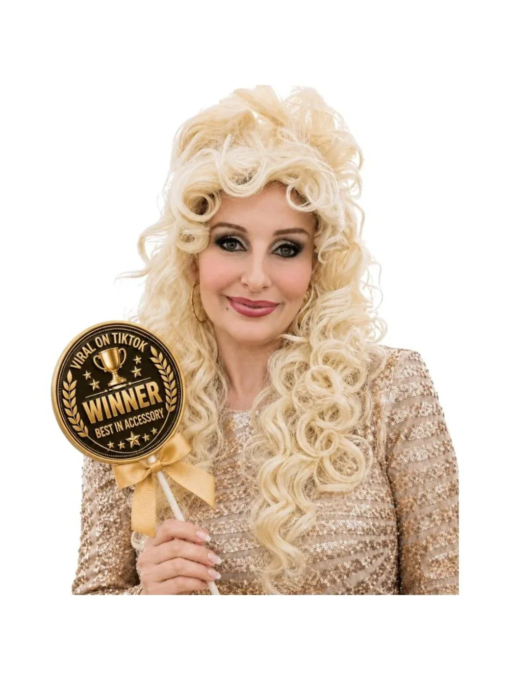 Women's Brown 10 Inch Heat Resistant Realistic Disco Long Curly Hair Wigs